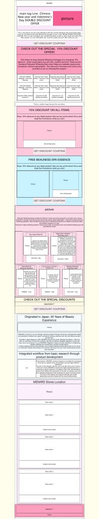 Wireframe for the design of Menard Chinese New year campaign landing page